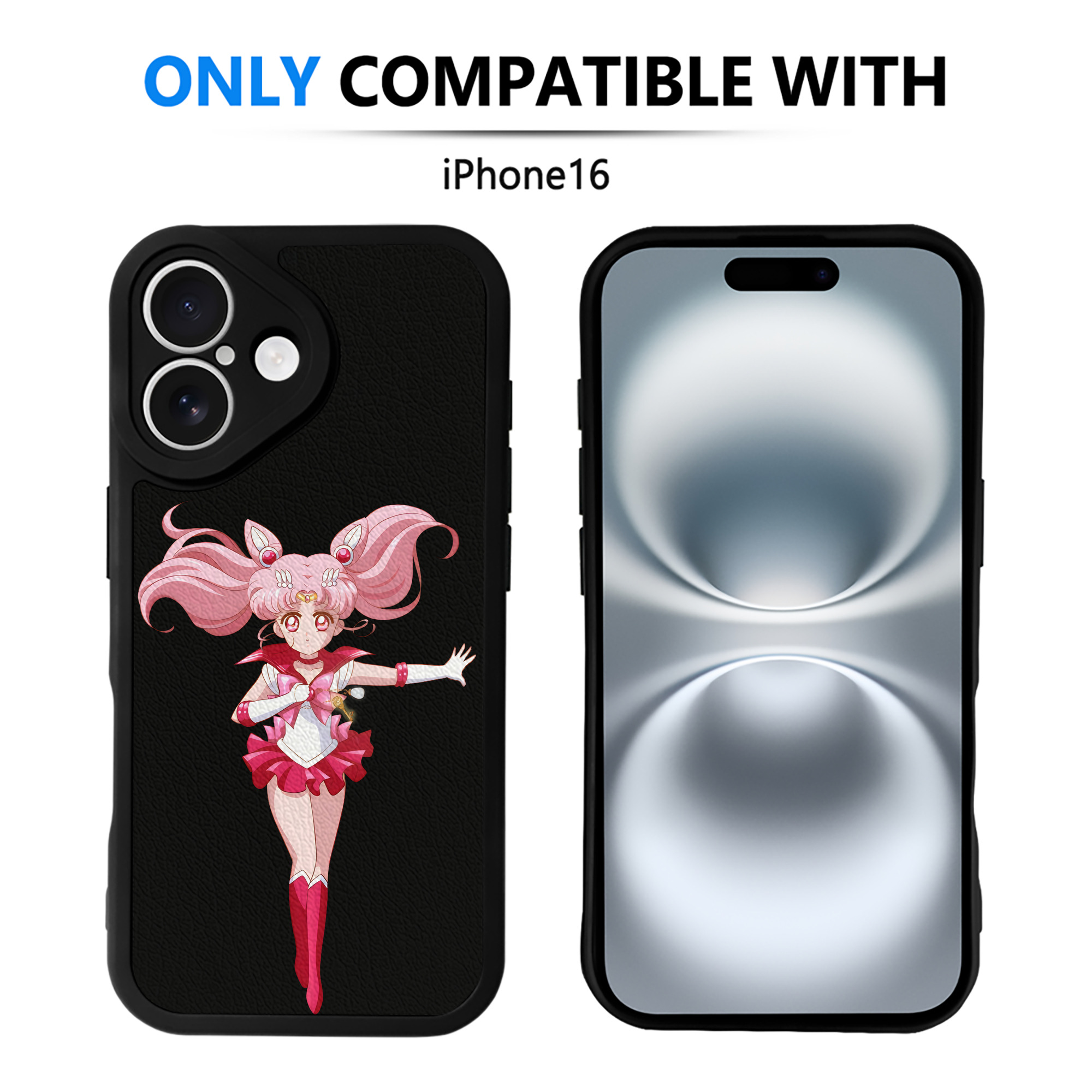 （画像用） 美少女戦士セーラームーン ちびうさ Sailor Moon Chibiusa Tsukino Usagi Small Lady Serenity 【iPhone 16シリーズ対応】シリコンスマホケース（レザー調） 材質：シリコン